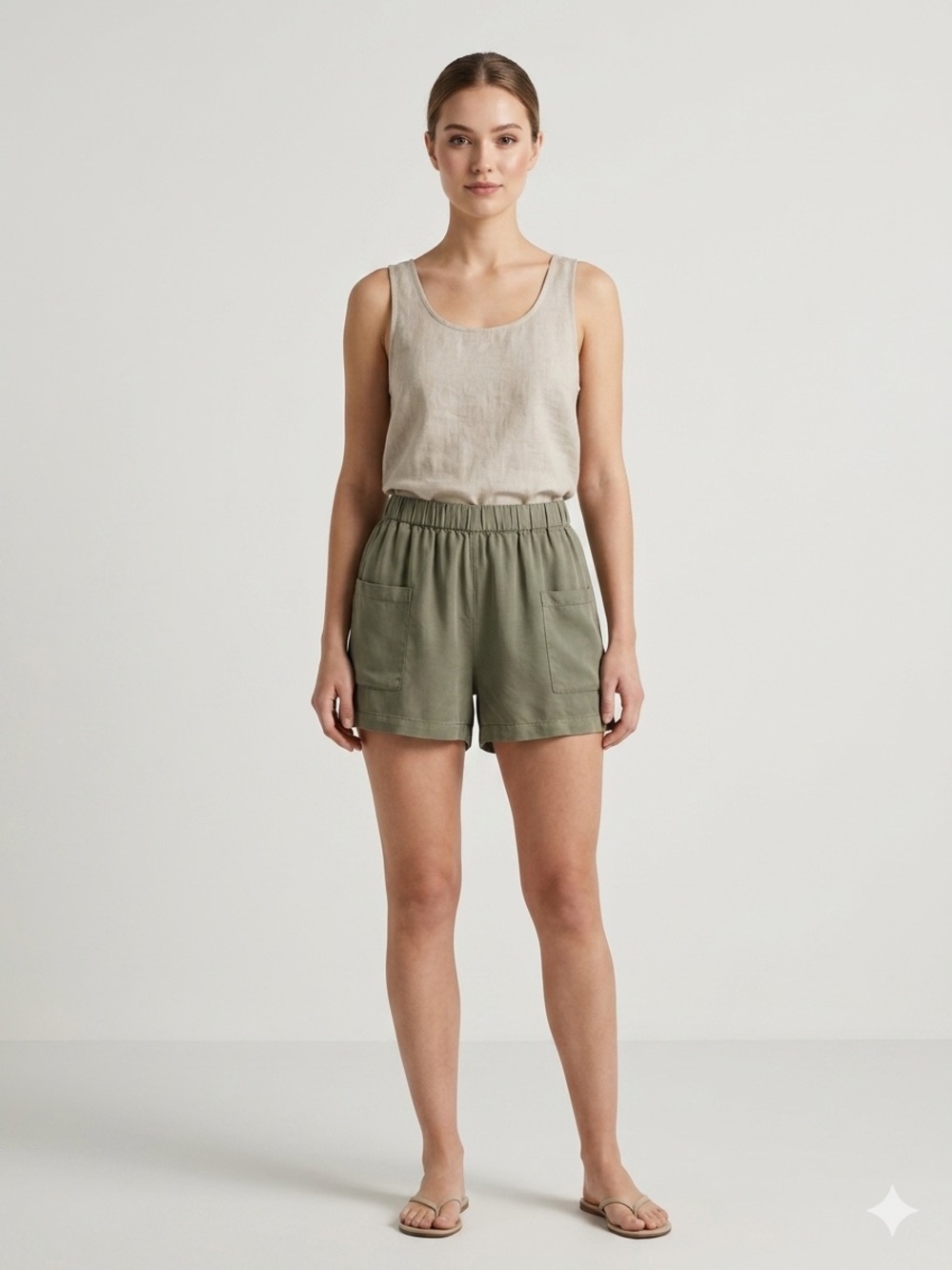 10 Tentree Instow Utility Shorts High-Rise Elastic Waist